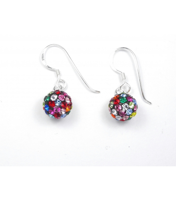 Pendiente Plata Strass 8mm Color