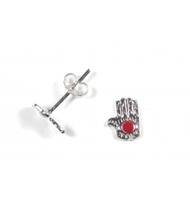 Boucles d'oreilles Main Fatma Corail