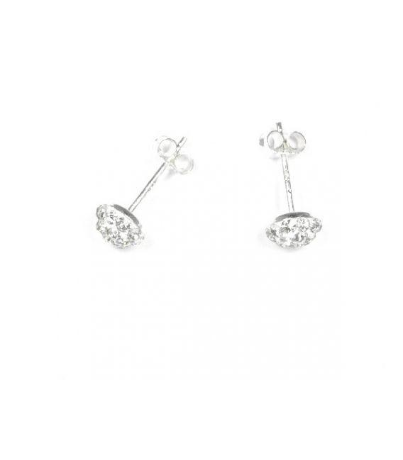 Boucles d’oreilles Argent Strass Demi-boule 6mm Blanc Prix Paire