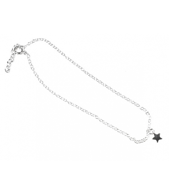 Tobillera Plata Estrella 22+2,50cm