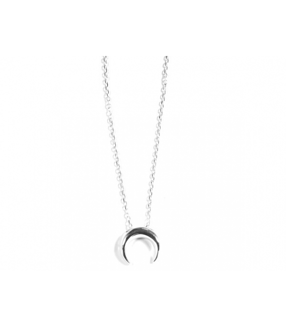 Collier Argent Lune Inversée 40+3,5cm