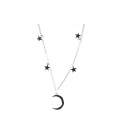 Gargantilla Plata Luna Estrellas 40+3cm