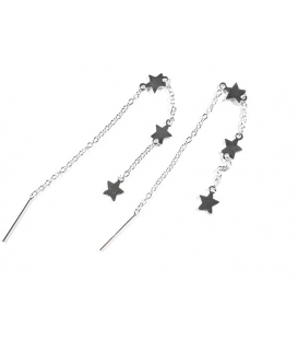 Pendiente Plata Cadena 3 Estrellas. Precio Par