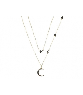 Gargantilla Estrellas Luna 40+3,5cm Bañada