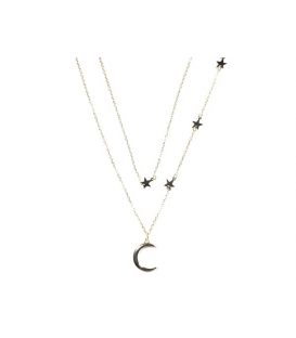 Collier Argent Étoiles et Lune 40+3,5cm Recouvert