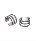 Cartilago Plata Tres Lineas Labrado Precio Par