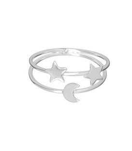 Anillo Plata Estrellas Luna