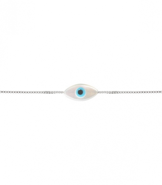 Bracelet Argent Mauvais Oeil 16,5+3cm