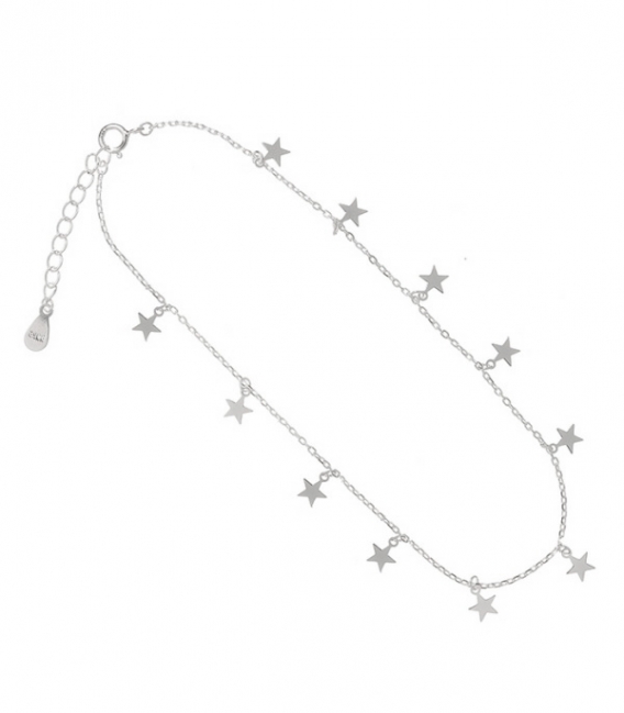 Tobillera Plata 11 Estrellas 22+2,5cm