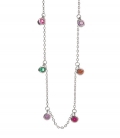 Gargantilla Plata 7 Circonitas Colores 38+5cm