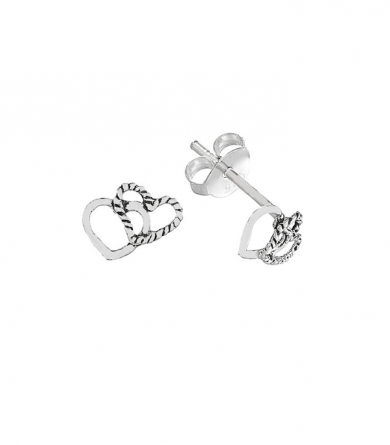 Pendiente Plata Corazones. Precio par