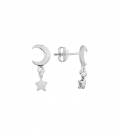 Boucles d'oreilles Argent lune avec étoile 1,7cm Prix paire