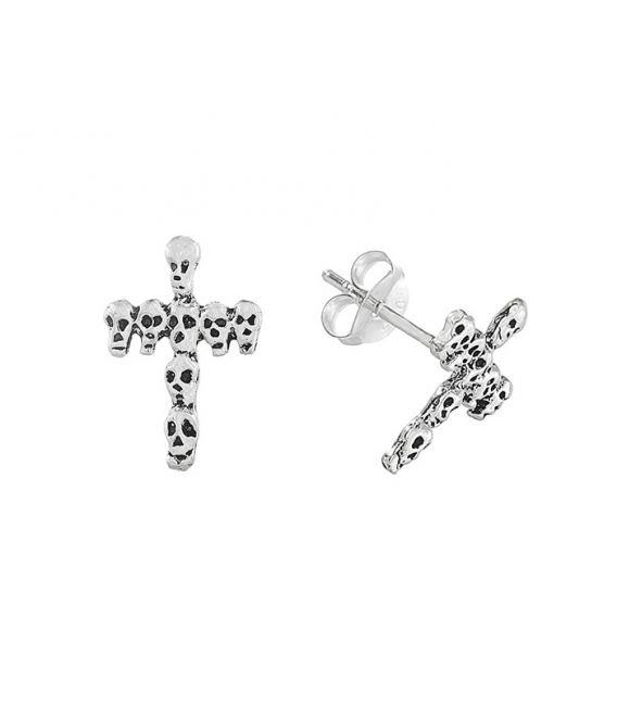 Pendiente Plata Cruz Calaveras 1,25cm Precio Par