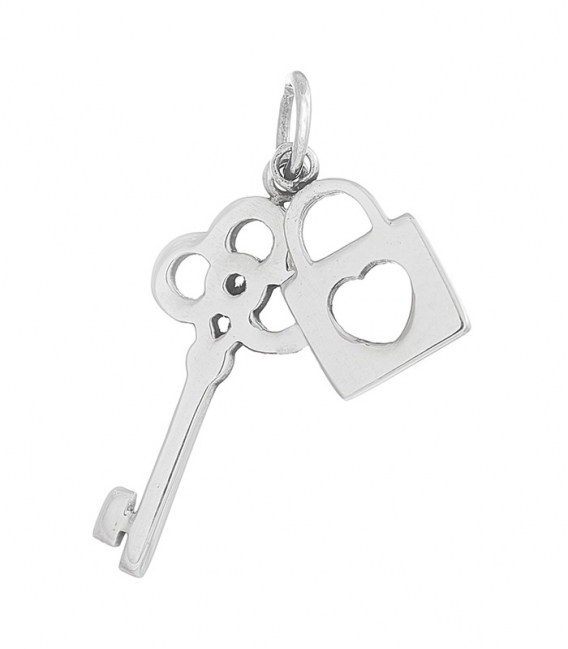 Colgante Plata Llave Candado 19mm