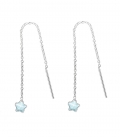Pendiente Plata Cadena Circonita Verde 4mm. Precio Par