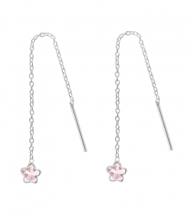 Boucles d'oreilles Argent Chaîne Zirconium Rose 4.5mm prix paire