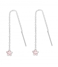 Pendiente Plata Cadena Circonita Rosa 4.5mm Precio par