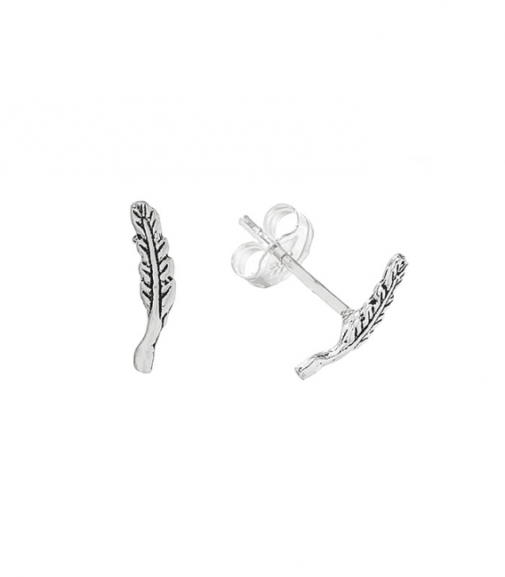 Pendiente Plata Pluma 10mm. Precio par