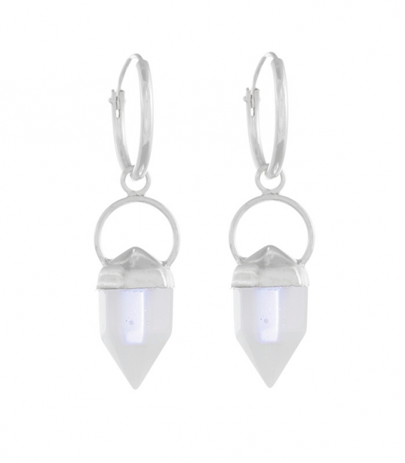 Creoles Argent 12mm Opaline . Prix paire