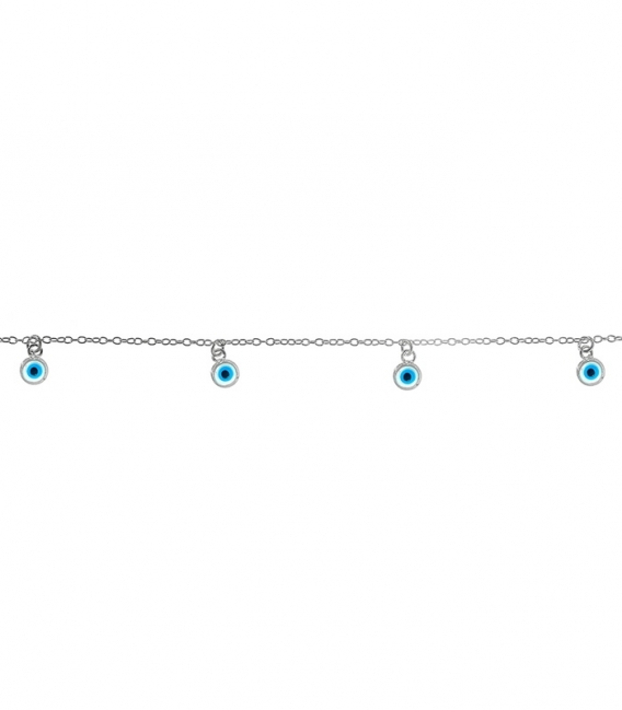 Bracelet Argent Mauvais Oeil 17+3cm