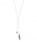 Collier Argent Mauvais Oeil Plume 35+5,5cm