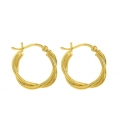 Pendiente Aro Plata Trenzado 20 X 1.5mm Bañado en Oro. precio par