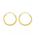 Pendiente Aro Plata Trenzado 20 X 1.5mm Bañado en Oro. precio par
