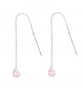 Boucles d'oreilles Argent Chaîne Zirconium Rose 4mm. Prix Paire