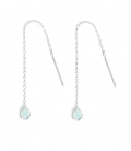 Boucles d'oreilles Argent Chaîne Zirconium Vert. Prix Paire