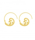 Pendiente Plata Espiral Labrada 21mm Bañado en oro. Precio Par