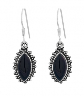 Pendiente Plata Onix 1,90cm. Precio par