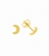 Pendiente Plata Luna Invertida 6mm Bañado en Oro Precio Par