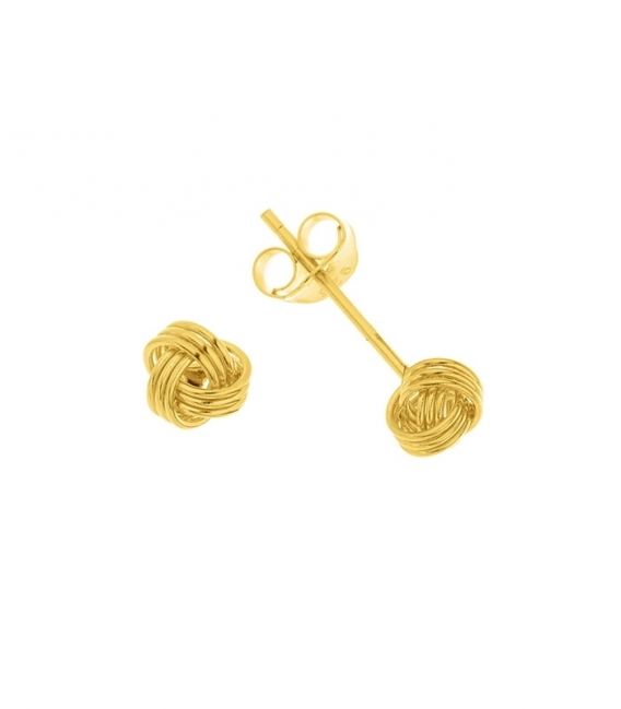 Boucles d'Oreilles Argent Noeud 5mm.Plaqué Or Prix Paire