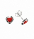 Pendiente Plata Corazon Coral 6.7mm. Precio par