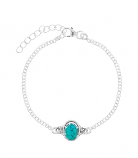 Bracelet Argent Turquoise 15+4cm