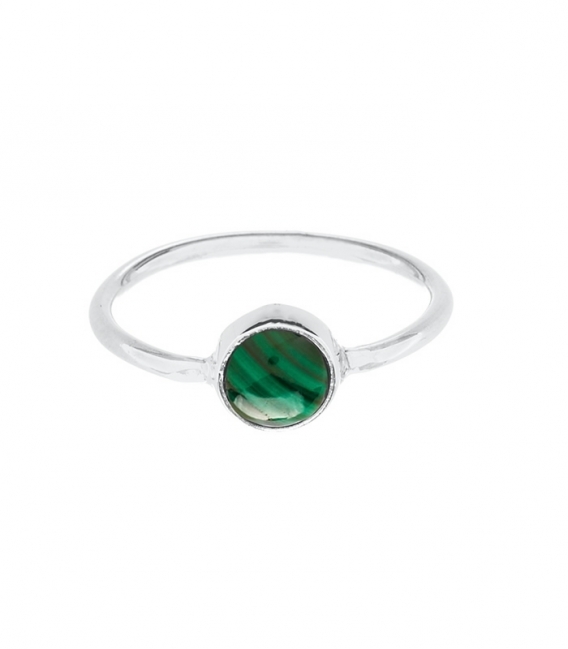 Anillo Plata Malaquita 7mm