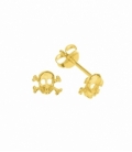 Pendiente Plata Calavera 6mm Bañado en Oro Precio Par