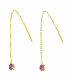 Pendiente Plata Cadena Circonita Morada 4.2mm Precio Par