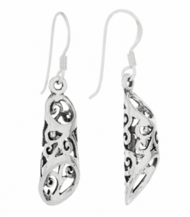 Pendiente Plata Vieja 25 X 7mm Precio par