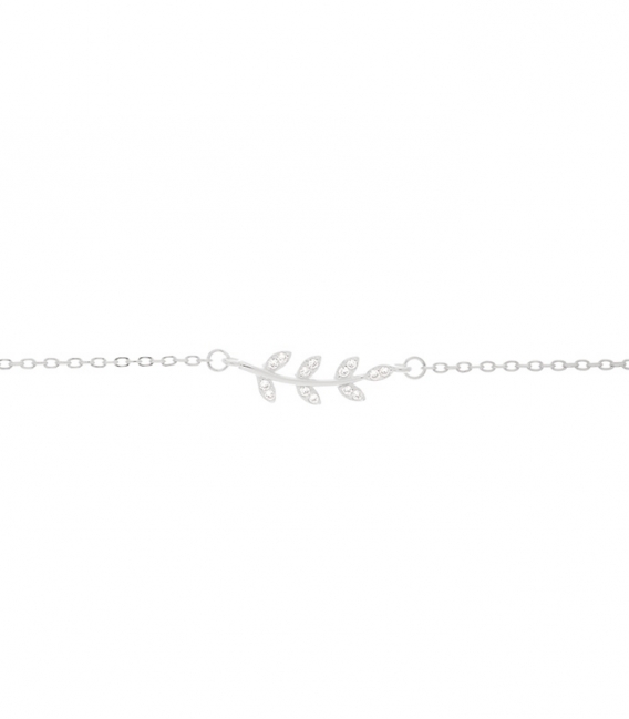 Pulsera Plata Hojas Circonita 16+3