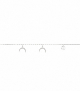 Bracelet Argent Lune Inversée Zirconium 15+4cm