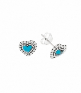 Pendiente Plata Corazon Turquesa 8mm. Precio Par