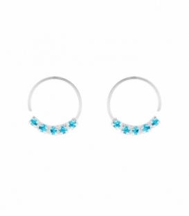 Aro Plata Piercing 10 X 0.6mm Circonita Azul Precio Par