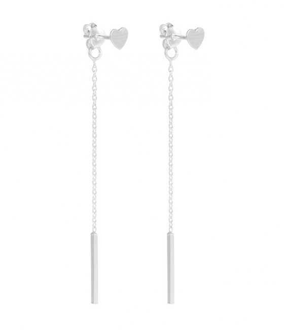 Pendiente Plata Corazon Cadena 56mm Precio Par