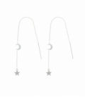 Boucles d'oreilles Argent Chaîne Éloite Lune. Prix Paire