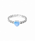 Bague Argent Coeur Bleu