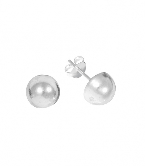 Boucles d'Oreilles Argent Demi Boule 8mm. Prix paire