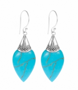 Pendiente Plata Turquesa Filigrana. Precio Par