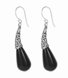 Pendiente Plata Onix Lagrima. Precio Par