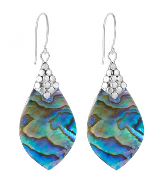 Pendiente Plata Abalon Filigrana. Precio Par